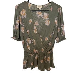 Everly Floral Wrap Peplum Top